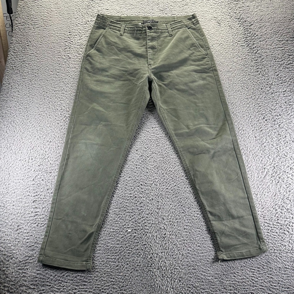 Forever 21 Pant Mens M Green Cotton Chino Tapered Leg Preppy Business Office
